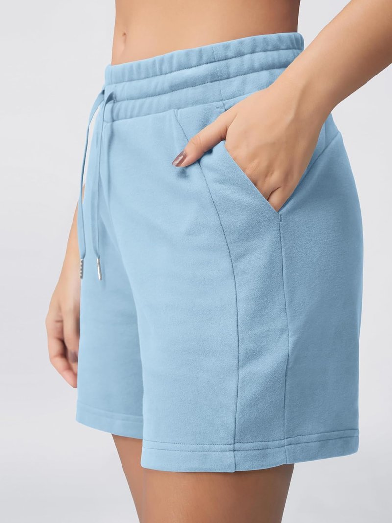ODODOS Women's High Waist Sweat Shorts - 5" Cotton French Terry Lounge Shorts with Pockets