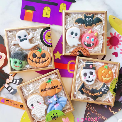 5 Pieces Mini Halloween Cookie Cutters, Size 2.2" to 2.6" Small Stainless Steel Molds Ghost, Cat, Bat, Pumpkin Holiday Shapes for Halloween Party Decorations