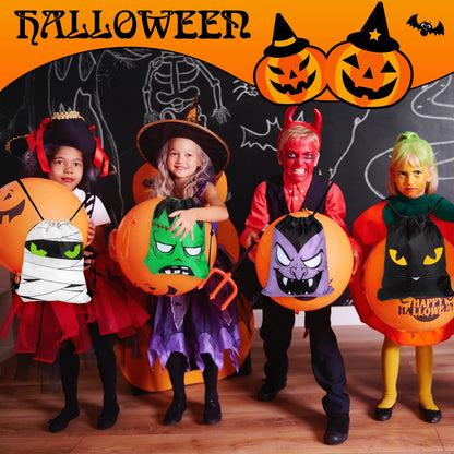 Censen 24 Pcs Drawstring Bags Set Bulk 12 x 10 Inch Waterproof Beach Sack Pack for Girls Boys Kids Gift Party Gym Supplies (Halloween Style)