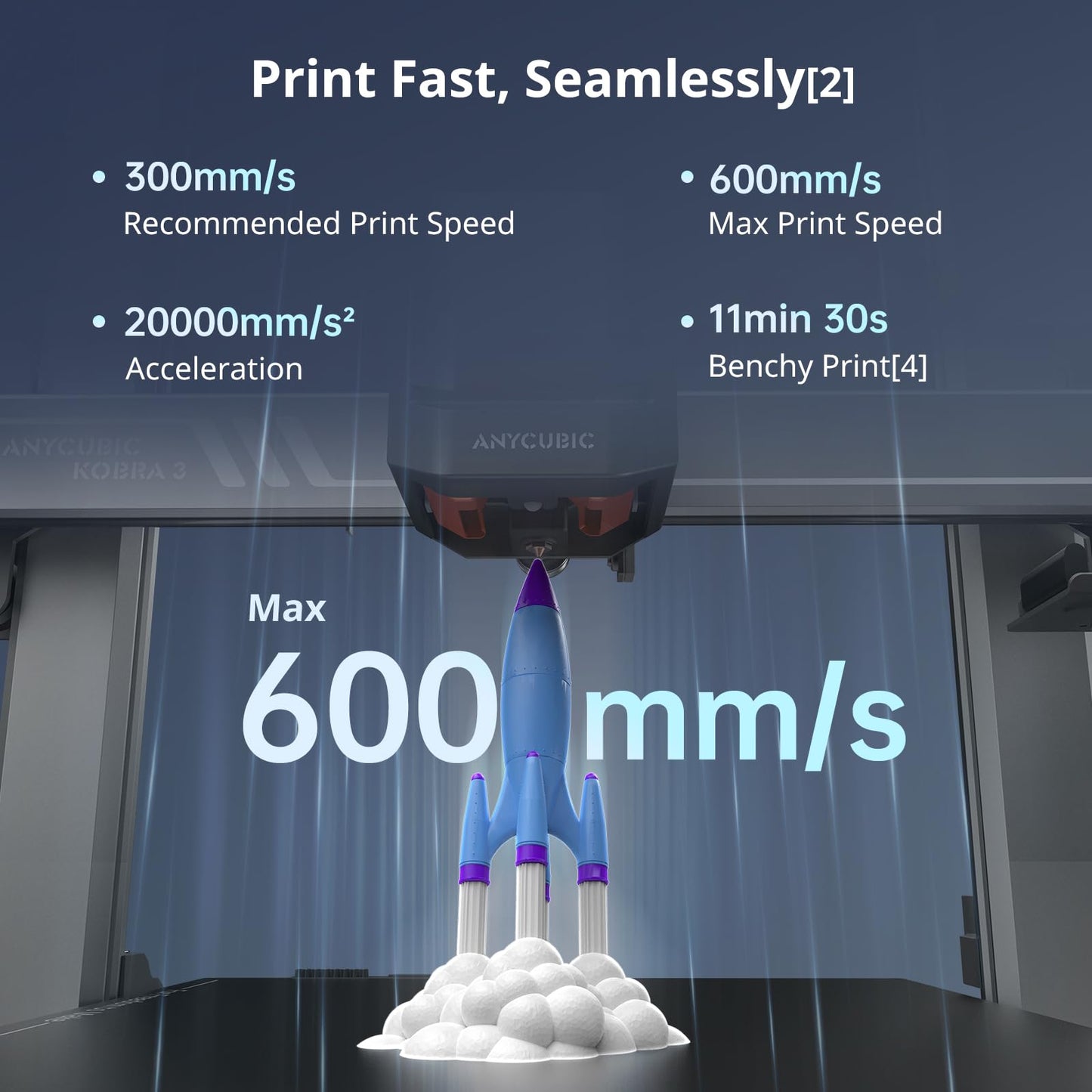 ANYCUBIC Kobra 3 Combo 3D Printer Smart Multicolor Printing(4 to 8 Colors), 600 mm/s High Speed FDM 3D Printer, LeviQ 3.0 Auto-Leveling, Filament Backup, 250 * 250 * 260mm Larger Printing Size