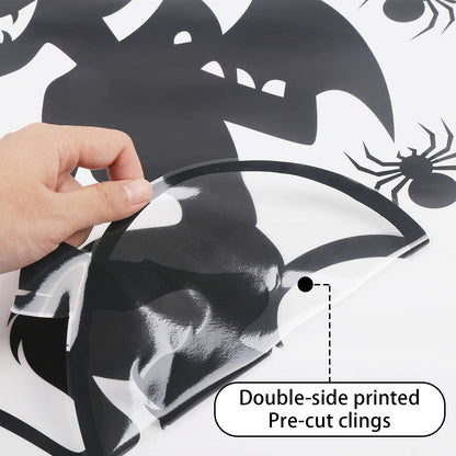 CCINEE Halloween Window Cling Sticker,Giant Spooky Monster Silhouette Window Decal for Halloween Party Decoration,4 Sheet