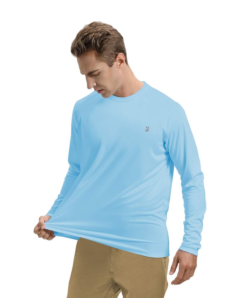 Roadbox Men's 2 Pack UV Sun Protection SPF UPF 50+ Long Sleeve Quick Dry Fishing Shirts Outdoor Rash Guard for Running Hiking Swimming