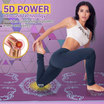 Avoalre Folding Yoga Mat, Eco-Friendly PVC Travel Yoga Mat Packable, Double Sided Non-Slip Printed Yoga Mats with Bag for Home Workout Gym Exercise Fitness Pilates Stretching (72" x 24" x 1/5" Thick)