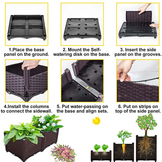 YSUEFIJO Raised Garden Bed Planter, Raised Garden Bed Outdoor, Planter Box for Outdoor Plants, Planter Raised Beds for Vegetables, Easy Assembly, for Flowers, Herbs, Fruits