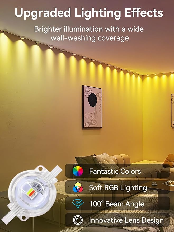Permanent Outdoor Lights, 50FT RGB IP67 Waterproof Eaves Lighting, Smart LED Outside House Lights with App/Remote Control for Halloween, Christmas Decor, Holiday, Party, Daily, All Year-Round