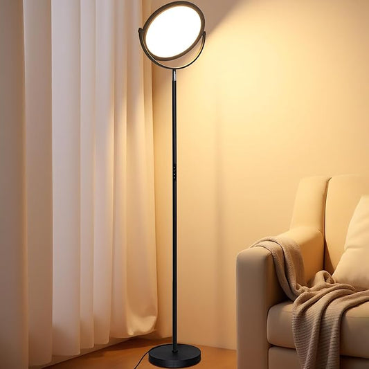 Floor Lamps for Living Room,Bright Tall Lamp, 300° Flexible Head Modern Torchiere Standing Lamp with Remote & Touch, 3000K-6000K Dimmable LED Lights for Bedroom, Office (Black)