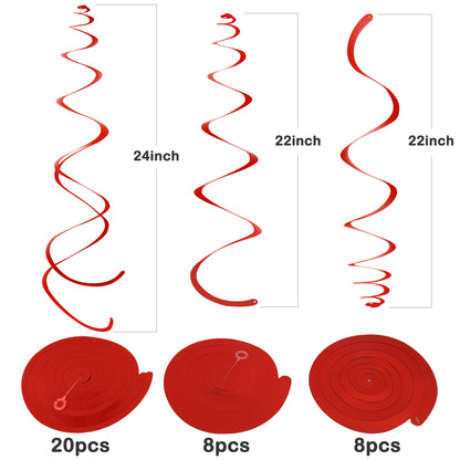 Red Swirls Decorations Hanging Swirl Decorations 36 pcs Red Party Streamers for Ceiling Anniversary Wedding Party Decorations
