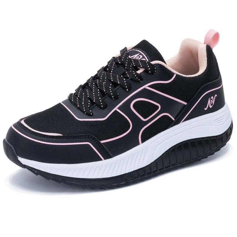 RomenSi Womens Walking Shoes Arch Support Tennis Orthotic Sneakers Plantar Fasciitis Rocker Bottom Shoes for Foot and Heel Pain Relief BlackRose US 6
