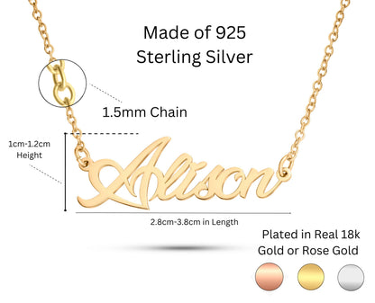 ZNA Jewels Personalised Name Necklace for Women - Customised Sterling Silver Dainty Heart Pendant, Elegant Jewellery Ideal for Birthday, Gifts for Women, Girls & Teens (925 Sterling Silver)