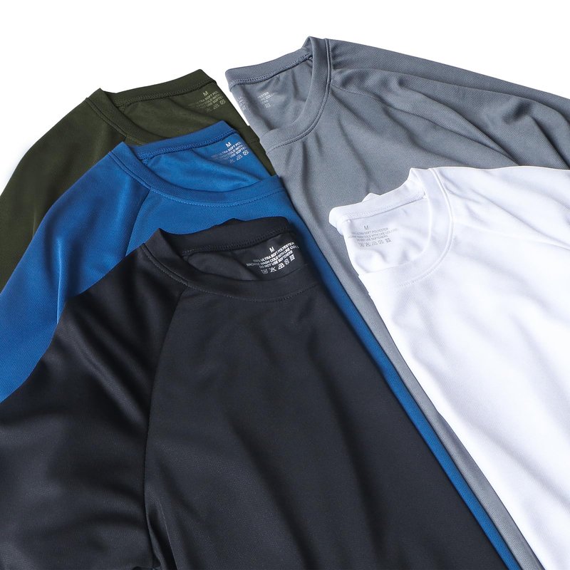 HovSiyla 5 Pack Athletic Shirts Men Sport Moisture Wicking Tops Gym Running Stripes Activewear Workout Casual T Shirts Black Burgundy Navy White Green Small