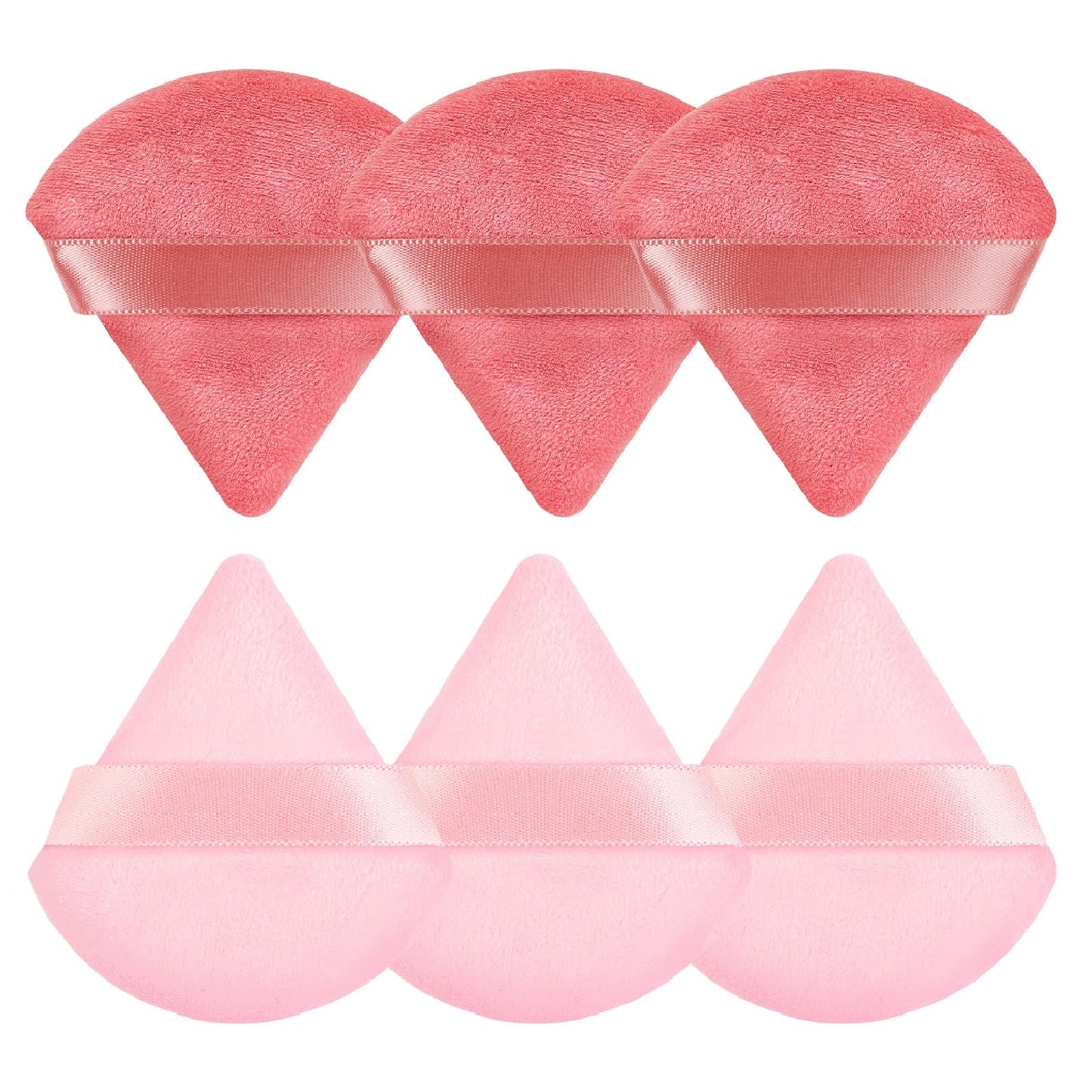 Pimoys 6 Pieces Powder Puff Face Makeup Sponge Soft Velour Triangle Powder Puffs Beauty Sponge Stocking Stuffers for Loose Powder (Black, Pink)