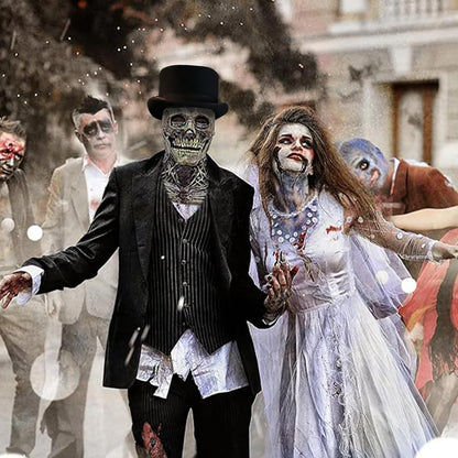 AUSTUFF Halloween Skull Mask,Scary Full Head Horror Mask with Movable Jaw, Scary Realistic Latex Helmet Cosplay Party Props (a mask and a hat)