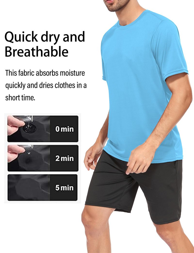 HOPLYNN 5 Pack Men's Dry Fit Workout Gym T Shirts, Short Sleeve Active Running Athletic Tee Tops 1 Black 1 Blue 1 Gray 1 Navy Blue 1 Wine X-Large