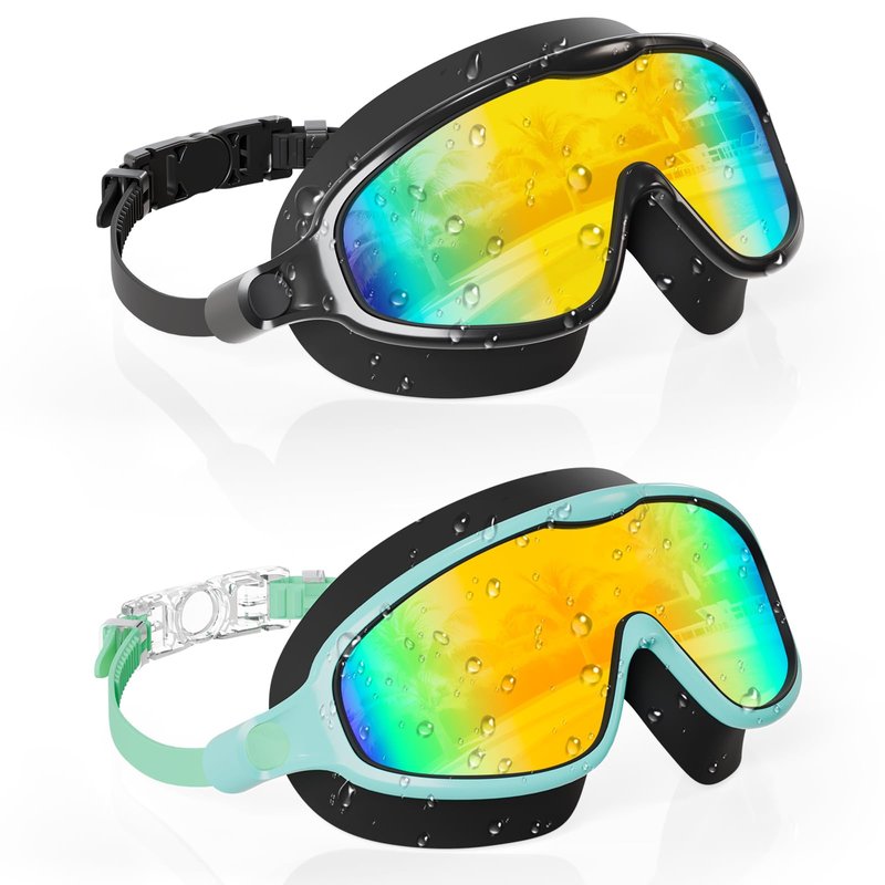 Aegend Swim Goggles for Kids Youth 3-14 – 2 Pack Wide Frame Anti-Fog Anti-UV Clear Vision Swimming Goggles for Beginners, Swimmers – Ideal for Pool, Beach, Swim Lessons, Summer Vacation