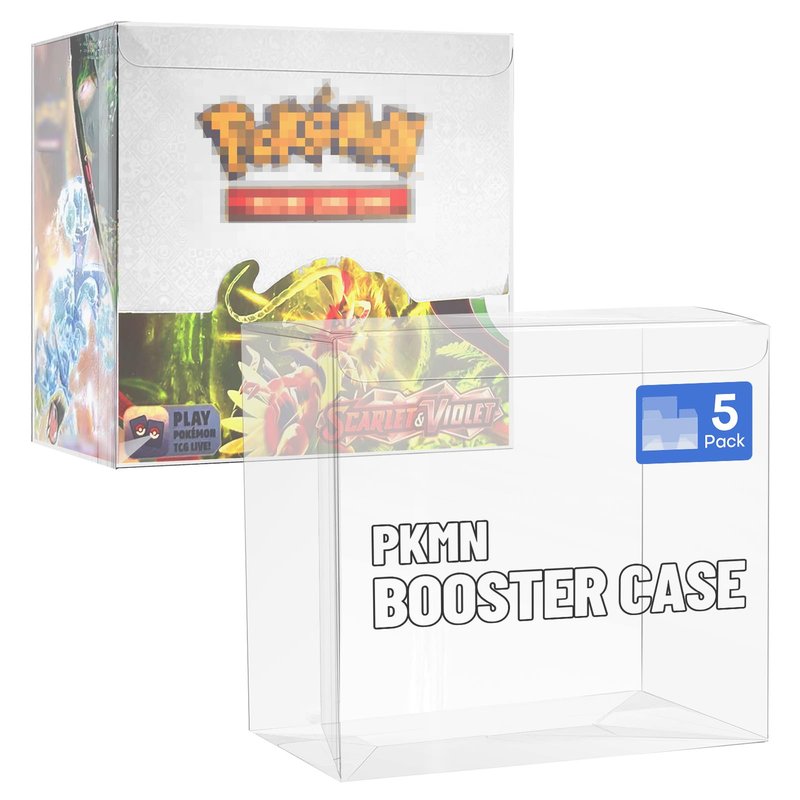 HTRYBNES Clear PKMN Booster Box Protector Case, 5 Pack PET Plastic Display Cases for Sealed Booster Boxes – PET Protective Storage for Collectors – 0.5mm Thick (5.47x3.26x4.88 inch)