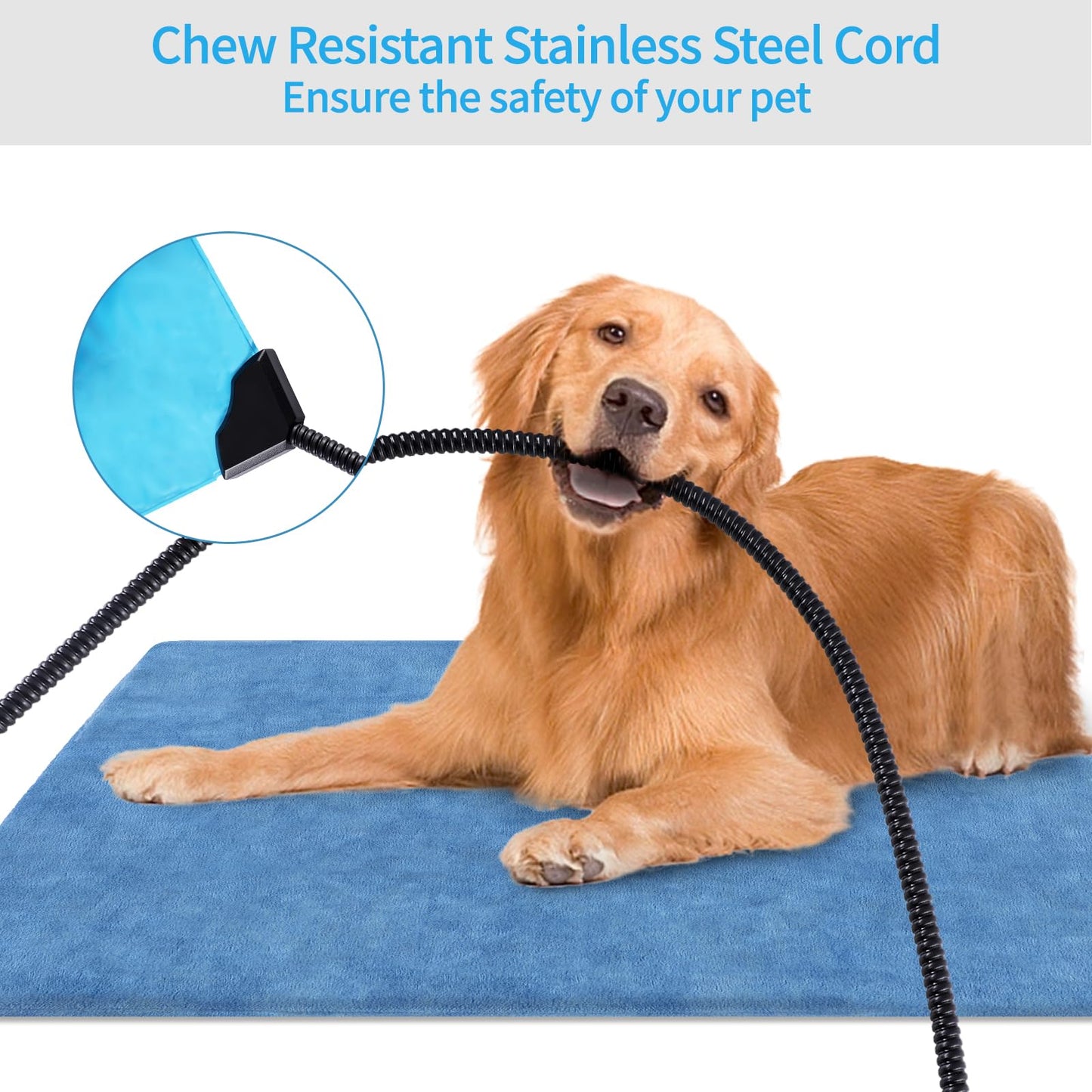 KEKELAN Pet Heating Pad for Dogs, Indoor Outdoor Waterproof Electric Heated Pad Mat for Cats with Chew Resistant Cord,5 Timer and 6 Level Temperature Pet Bed Warmer-15.7x27.5