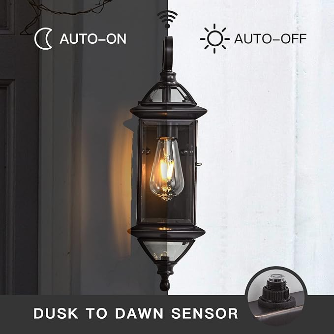 Copper Dusk to Dawn Outdoor Wall Lights Exterior Light Fixtures Porch Light Wall Mount,18.5''H Outside Lights for House,Garage,Porch Patio,Oil-Rubbed Bronze 1 Pack with E26 Socket