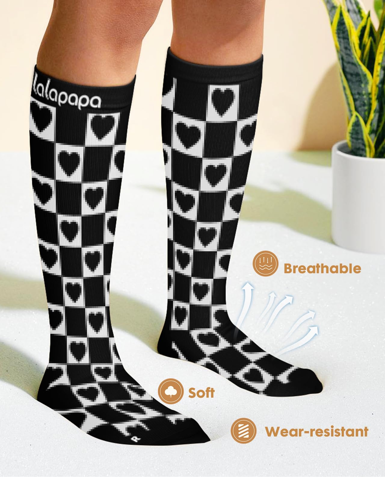 Lalapapa Cute Compression Socks for Women - 3 Pairs 20-30 mmHg Graduated Support Lightweight for Daily Wear Travel Nurse