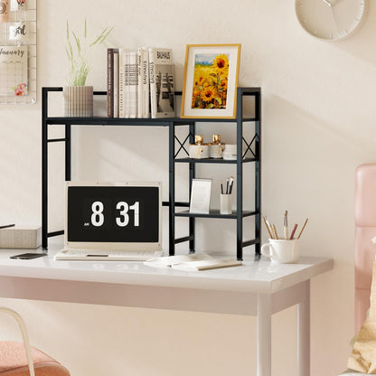 Gannyfer Desk Shelf - 38.5" Freestanding Desk Organizer, Desk Hutch for Computer Monitor, Wood Desktop Bookshelf Storage Rack, Large 3 Tier Desktop Bookshelf for Home Office Decor, Black