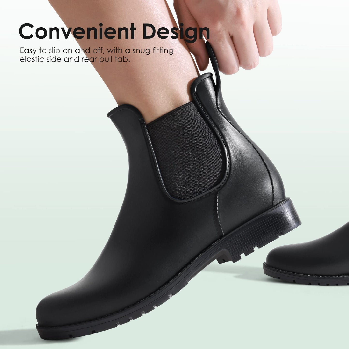 DREAM PAIRS Wellington Boots Women Ankle Ladies Wellies Short Chelsea Booties Waterproof Rain Boots Black Size 6 UK SDRB2201W-E