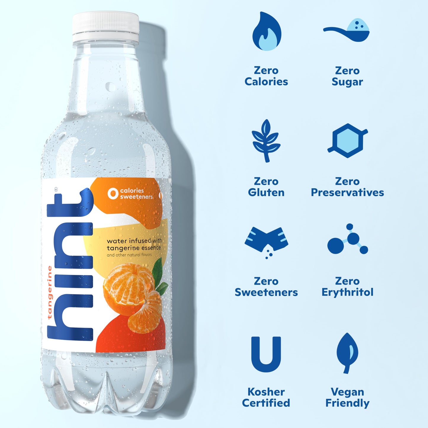 Hint Fruit-Infused Bottled Water, Tangerine - Sugar Free Flavored Water with Zero Calories, Naturally Flavored, and No Artificial Sweeteners - 16 Fl Oz (Pack of 12)