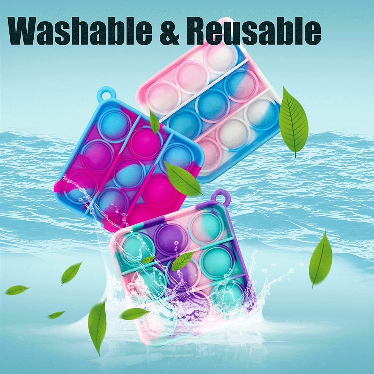 12 pcs Random Color Mini Squeeze Pop Bubble Fidget Sensory Toys, Mini Keychain Wrap Small Relieve Anxiety Stress Toy, Pop Bulk Silicone Classroom Prize for Kids Adult Party Gift