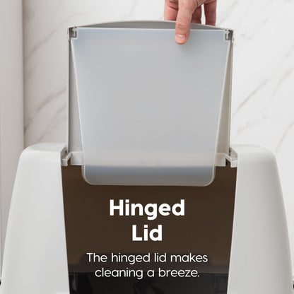 IRIS USA Cat Litter Box with Front Door Flap and Scoop, Covered Kitty Box with Handle and Buckles for Portability and Privacy, Dark Gray