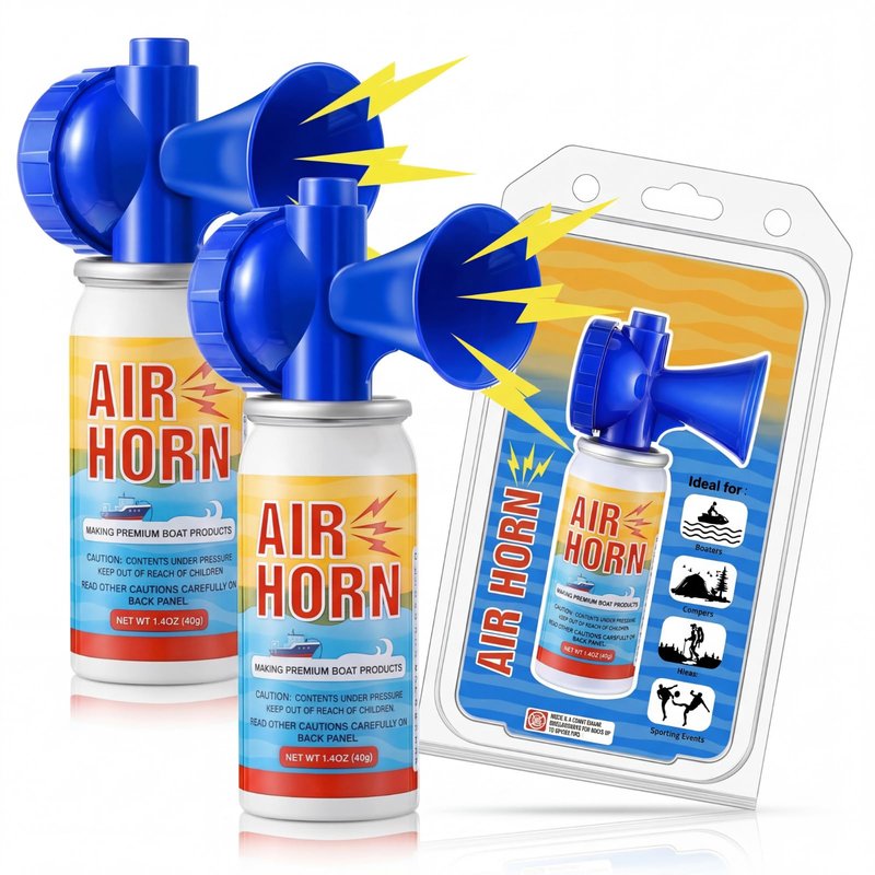 ElectricWise 2 Pack 1.4oz Mini Air Horn, 122DB Very Loud Air Horns Can, Marine Boat Horns for Safety, Meet Coast Guard, Fog Blow Horn Boat Accessories, Ideal for Boating, Camping, Hiking