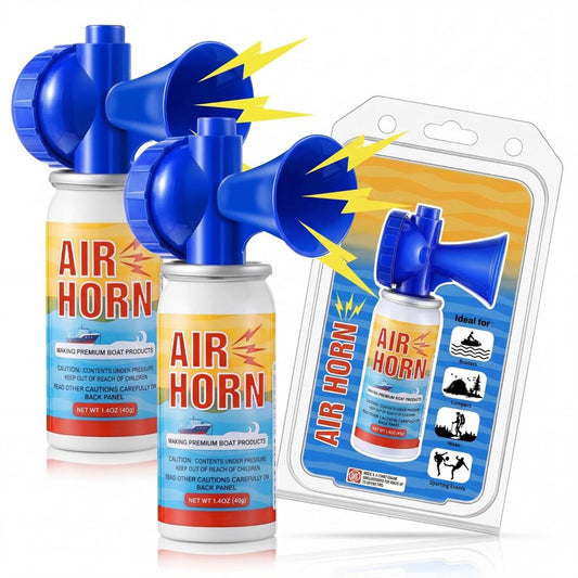 ElectricWise 2 Pack 1.4oz Mini Air Horn, 122DB Very Loud Air Horns Can, Marine Boat Horns for Safety, Meet Coast Guard, Fog Blow Horn Boat Accessories, Ideal for Boating, Camping, Hiking