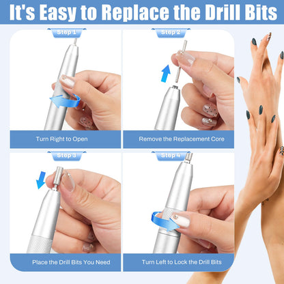 Electric Nail Drill Professional, 50000RPM Electric Nail File Portable Nail Drill Kit 6000mAh Rechargeable Machine for Acrylic Gel Nail, Manicure Pedicure Polishing Nail for Salon Home Purple