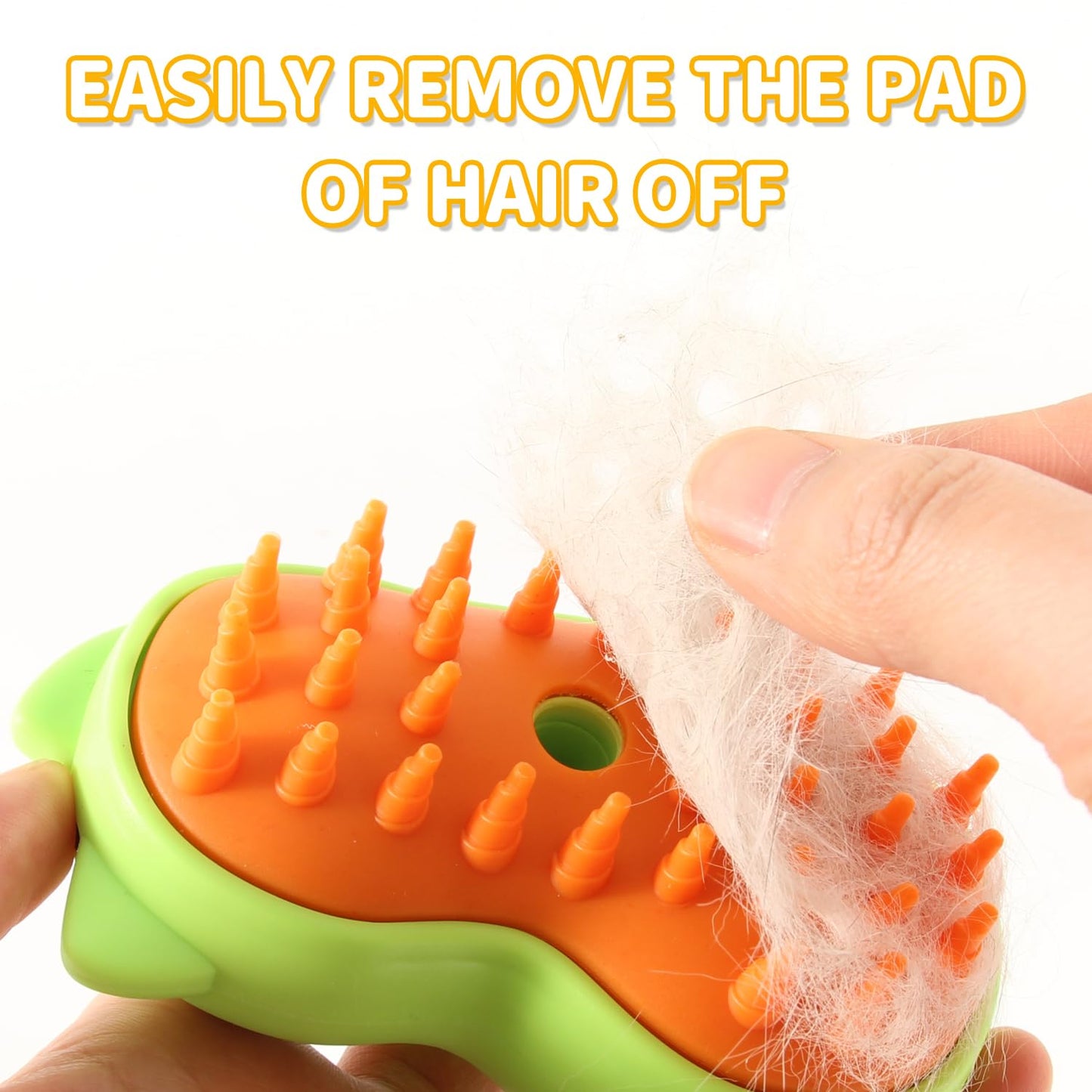Anowbo Rechargeable 3in1 Self-Cleaning Steam Grooming Brush for Cat and Dog Shedding - 2 Gears for Long/Short Hair - Green