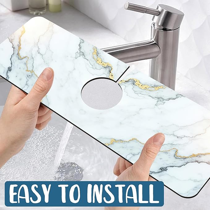 Marble Pattern Kitchen Sink Splash Guard Faucet Mat Gray Gold Marble Super