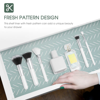 Glotoch Premium Non Slip Shelf Liner, Non Adhesive Drawer Liner, Waterproof Shelf Liners for Kitchen Cabinets, Drawer, Fridge, Wire Shelving, Pantry-17.5" X 360", Heavy Duty, Green Herringbone