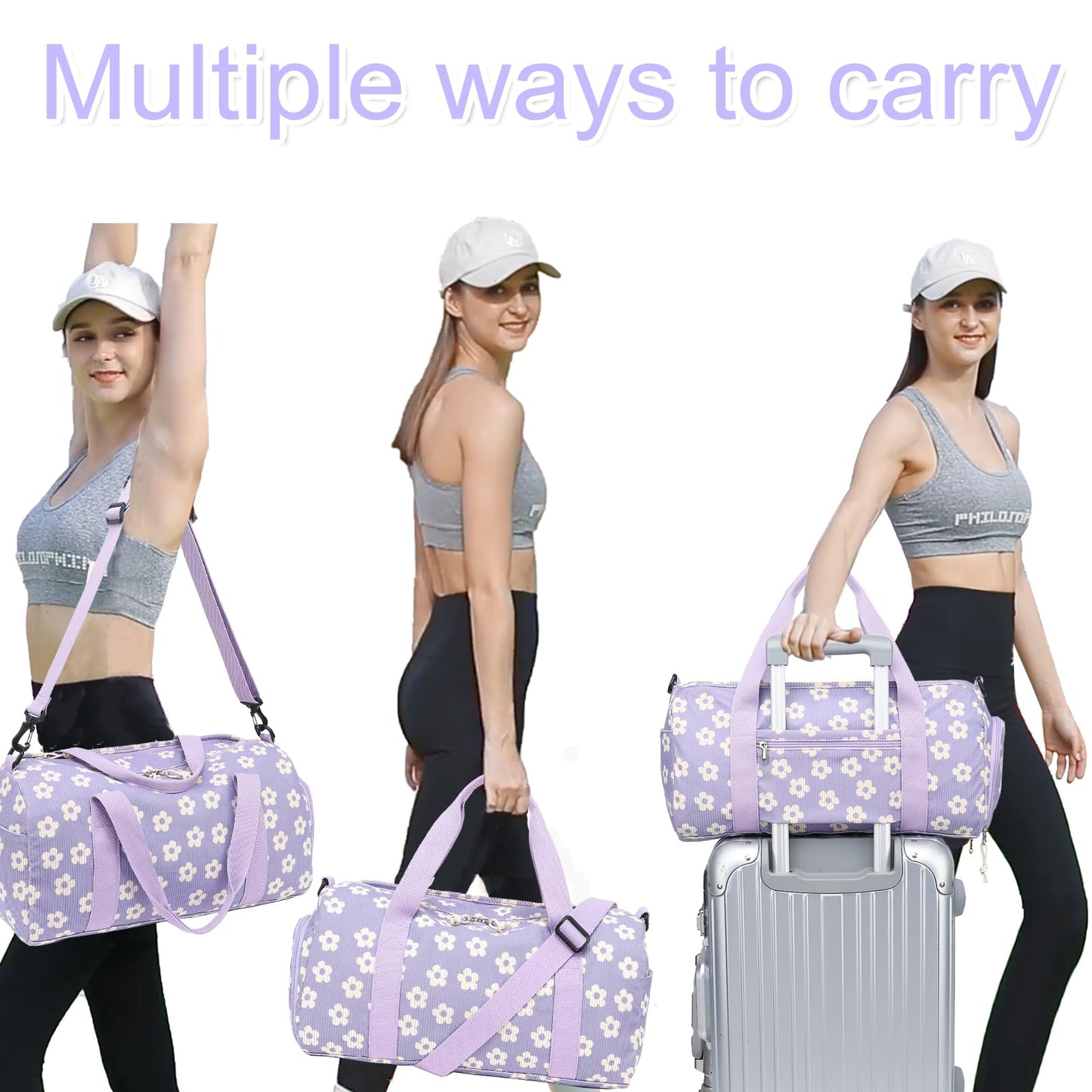 BLUBOON Duffle Bag Girls Kids Cute Gym Bag with Shoes Compartment & Wet Separation Waterproof Sports Overnight Travel Bag