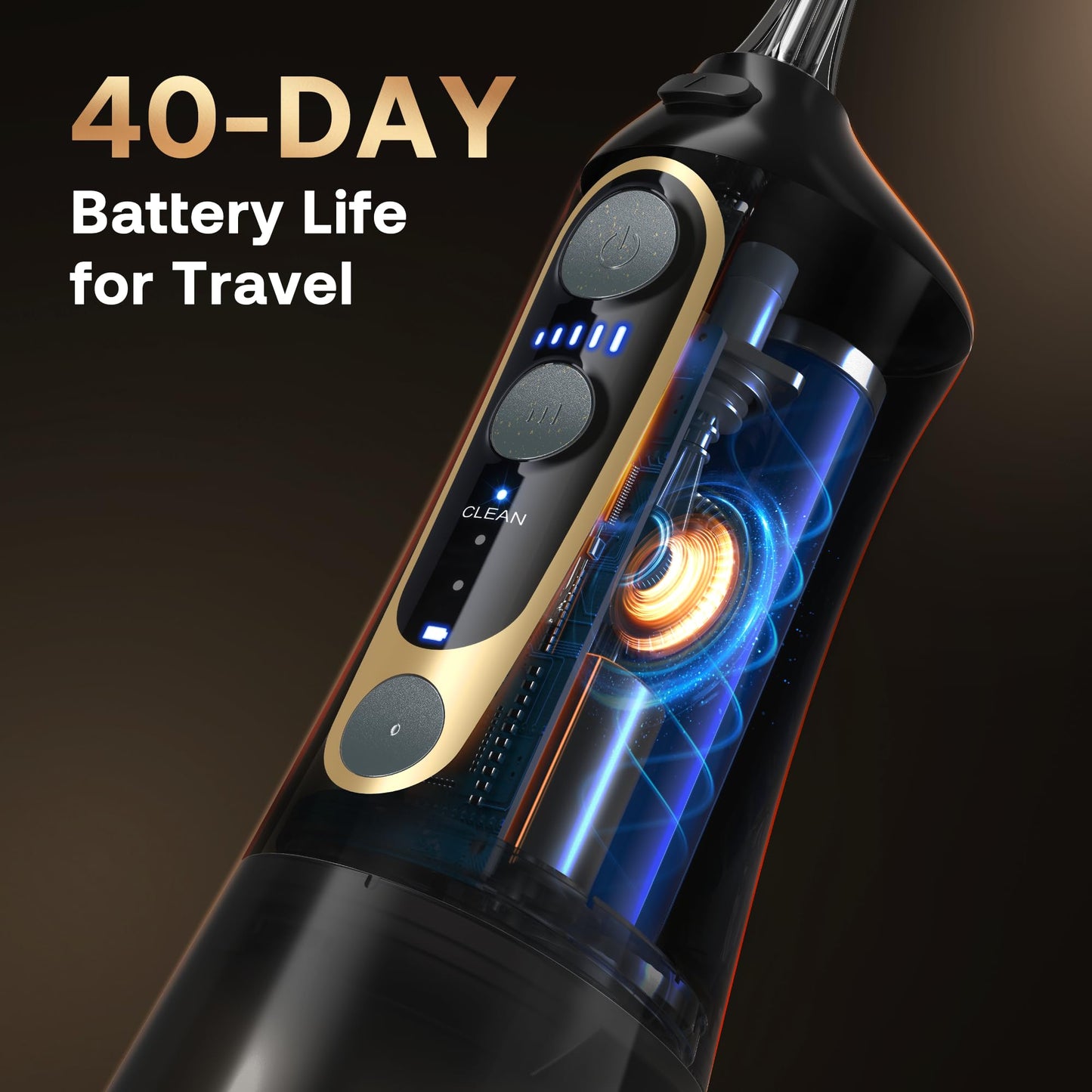 Bitvae Water Dental Flosser for Teeth, Cordless Water Teeth Cleaner Picks, 3 Modes 5 Intensities, IPX7 Waterproof, Rechargeable Water Dental Picks for Cleaning - Black