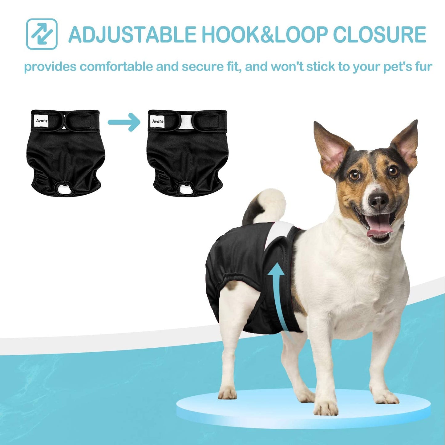Avont 3 Pack Reusable Dog Diapers, Highly Absorbent Washable and Eco-Friendly Sanitary Wraps Panties for Female Pets -3 Black(L)