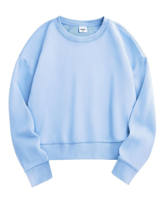 Stelle Cropped Sweatshirts for Women Cotton Long Sleeve Crop Tops Crewneck Pullover Oversized Sweater