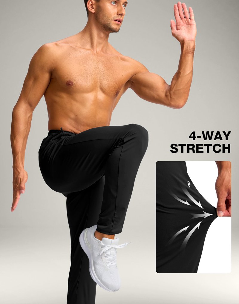 Pudolla Mens Sweatpants Tall with Zipper Pockets Mens Athletic Long Pants Breathable for Travel,Running（Black 36-L