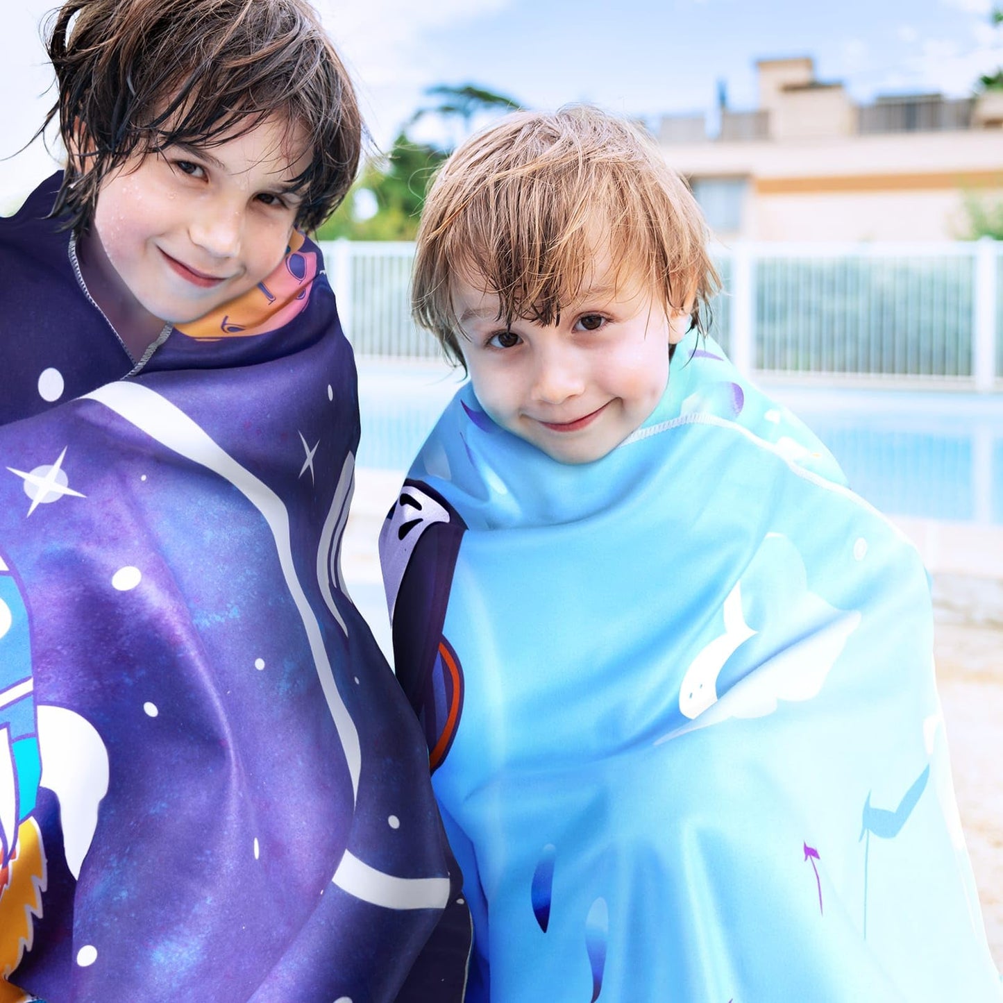 WERNNSAI Shark Kids Beach Towel for Boys, 30”x 60” Microfiber Double-Sided Beach Towel for Kids Quick Dry Sand Free Pool Towel Personalized Toddler Beach Towel Travel Swim Camping Towel