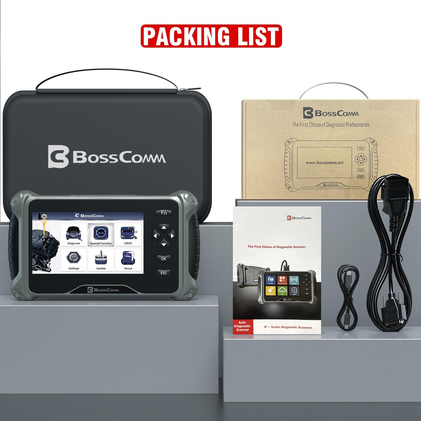 BOSSCOMM IF742 OBD2 Scanner, ABS/SRS/Transmission/Check Engine Code Reader Scan Tool with 6 Resets, ABS Bleeding/Oil/EPB/SAS/Throttle/BMS, Car Scanner Diagnostic Tool for All Cars, Upgraded of IF740