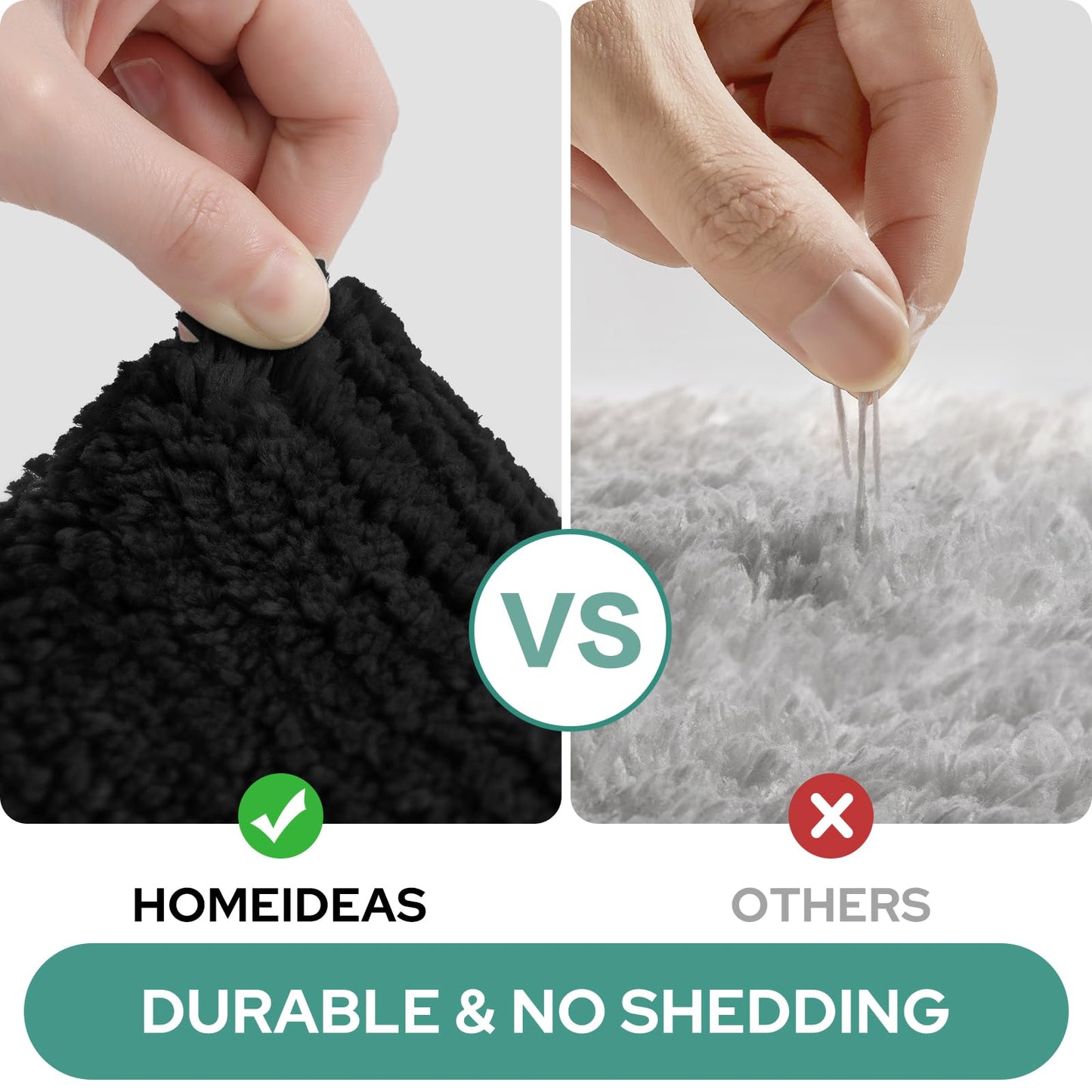 HOMEIDEAS 2 Piece Bathroom Rug Set, Ultra Soft Microfiber Bath Mats, Absorbent Non Slip Washable Rugs for Bathroom, Shower & Tub (Black, 16"x24"+20"x32")