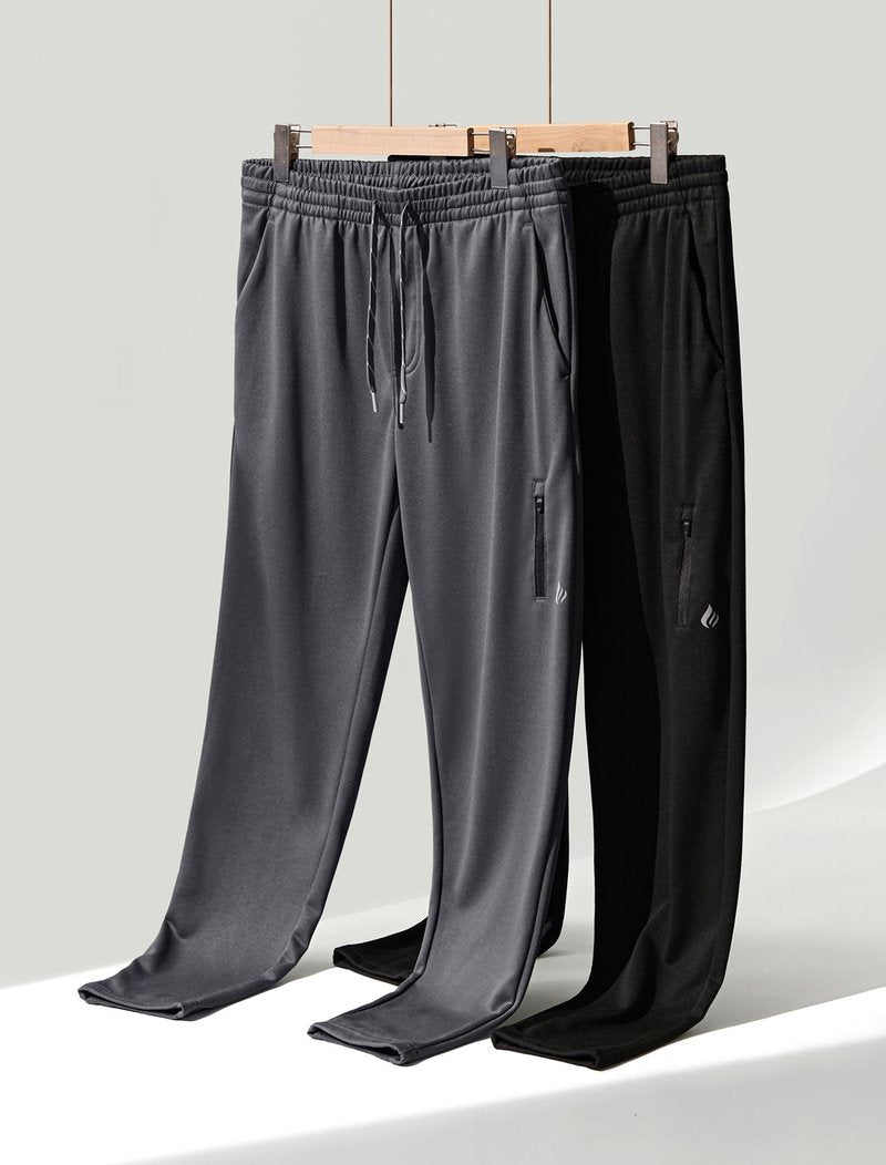 Liberty Pro 2 Pack Men’s Midweight Jogger Sweatpants with Zipper Pockets, 29" Inseam Active Drawstring Workout Pants (Set 1, Large) Charcoal/Black