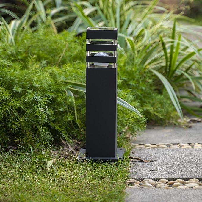 Pathway Lights Post Lights IP55 Waterproof Outdoor Lamp Post Lawn Light Floor Lamp E26 Lampholder Hardwired Suitable for 12V / 24V / 120V Voltage（16in, Black）