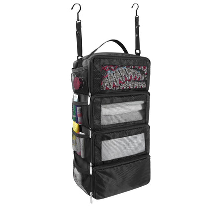 Olosar Suitcase Organizer, Travel Luggage Organizer Portable Hanging Travel Shelves Collapsible Hanging Packing Cubes for Carry on Suitcase, Black
