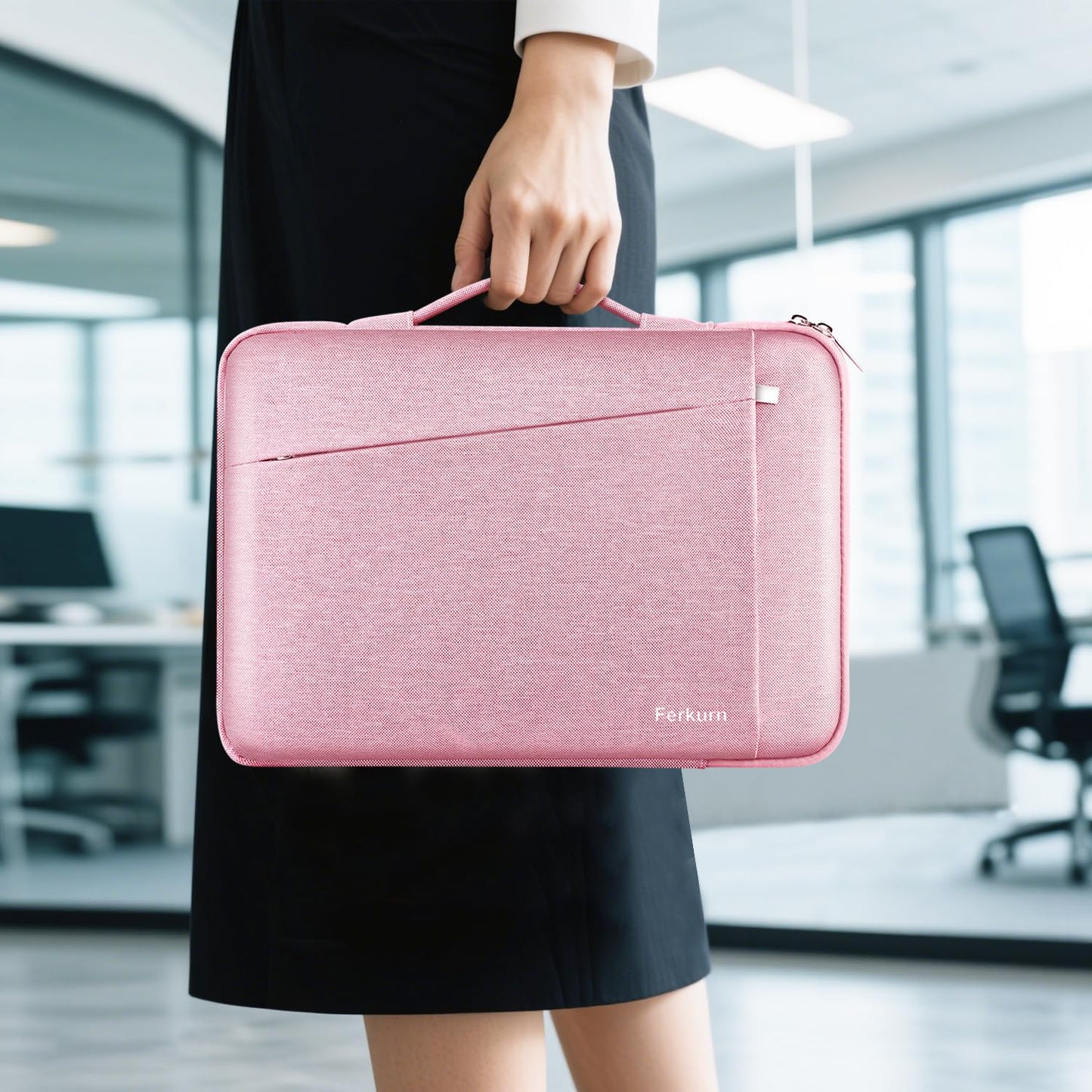 Ferkurn Laptop Case Sleeve 14 Inch Compatible with 14" MacBook Pro M4/M3/M2/M1, HP Pavilion 14 Chromebook 14A EliteBook X360 Probook, ASUS Vivobook,Lenovo Ideapad,Acer, Slim Computer Laptop Bag, Pink