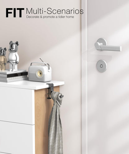 APPHOME New Foldable Headphone Stand Hanger Holder Aluminum Headset Soundbar Stand Clamp Hook Under Desk Space Save Mount, Universal Fit Gaming Headphones, Black