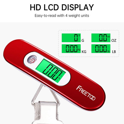 FREETOO Luggage Scale Portable Digital Hanging Scale for Travel, Suitcase Weight Scale with Superior Piano Lacquer 110 Lb/ 50Kg Capacity, Battery Included