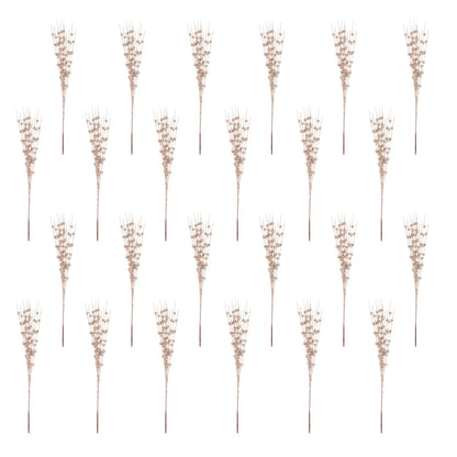 5th LILY 24 PCS Artificial Glitter Holly Berry Stem Ornaments Berry Picks Branches Glittery Bead Sticks for Christmas Tree Decorations Wreath Vase and Home Decor,Champagne