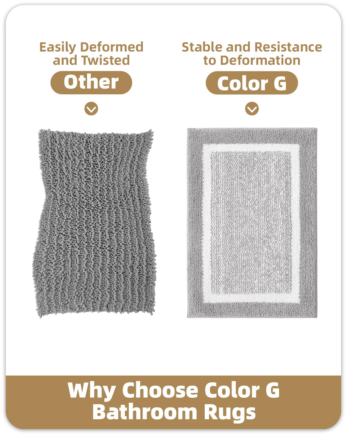 COLOR&GEOMETRY Absorbent Bath Mat 40 x 60 cm, Soft Bathroom Mat Non Slip, Machine Washable Bathroom Rug Shower Mat Outside Shower (Grey)