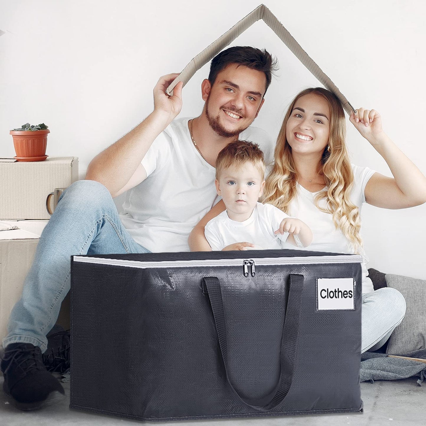 Fabspace Moving Boxes Heavy Duty Moving Bags with Strong Zippers and Handles Collapsible Moving Supplies, Storage Totes for Packing & Moving Storing 93L,8-Pack